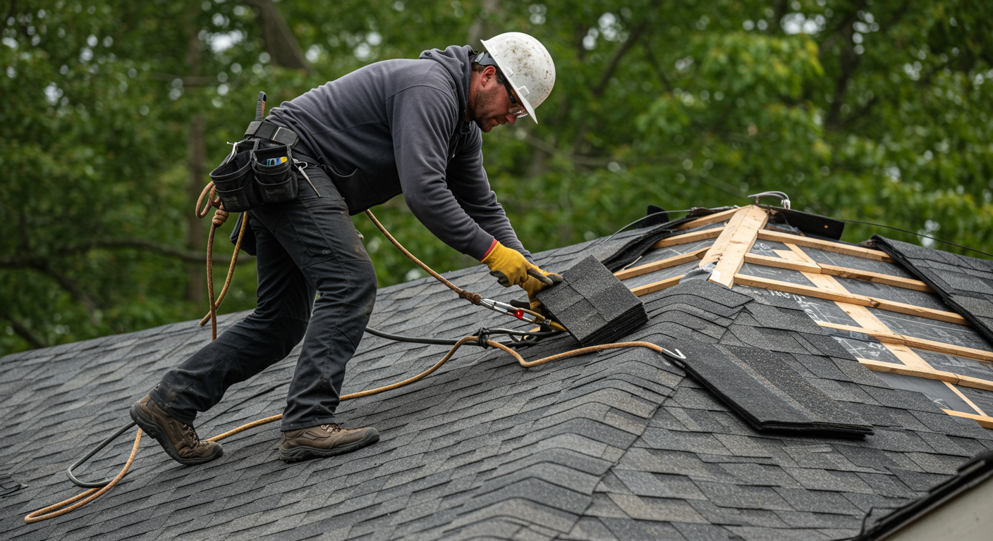 Roofing Contractor at Work